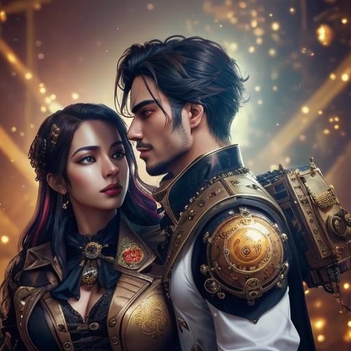 Steampunk Gentleman Adorned with Roses, Hyperrealistic Art