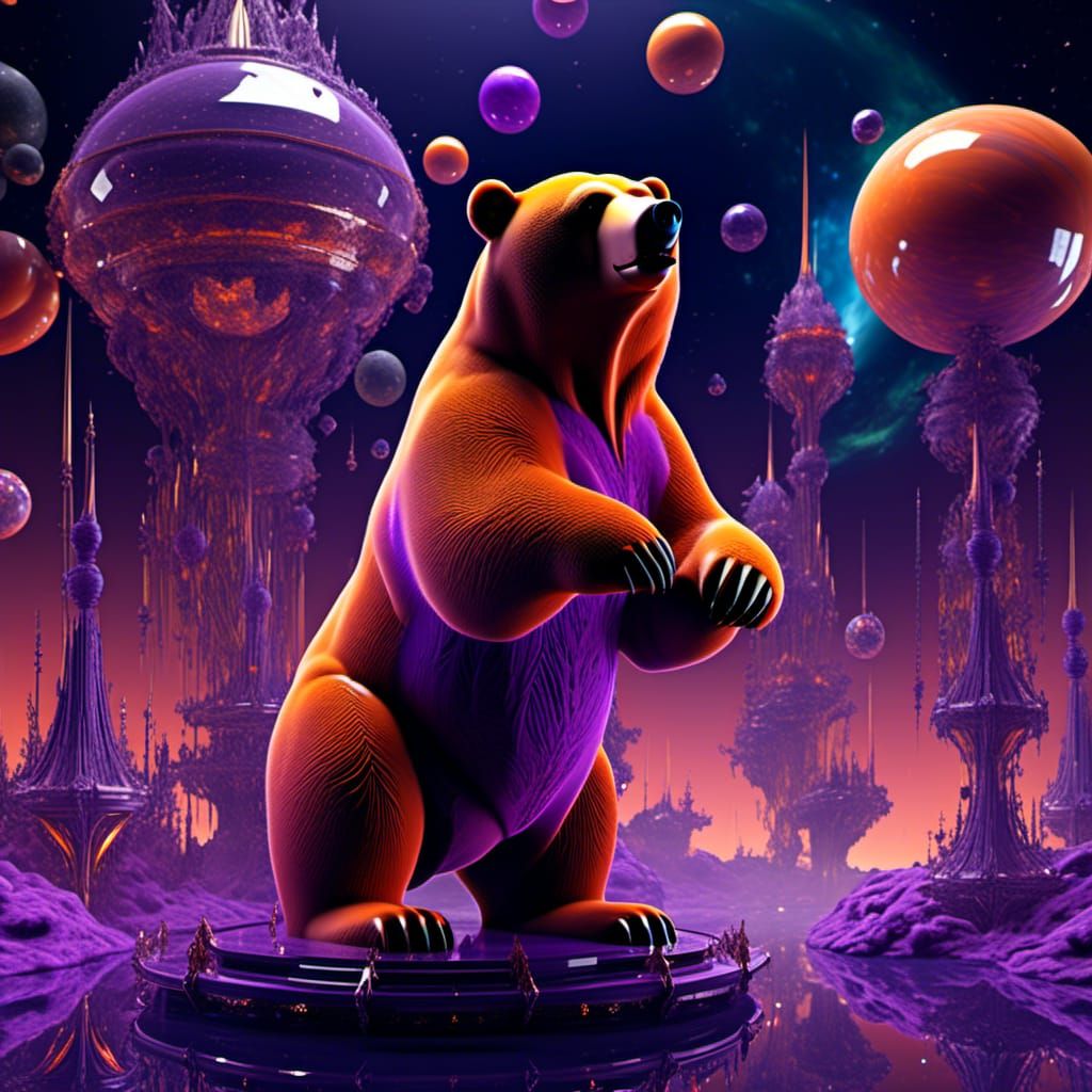 Bear Among Spaceships: Detailed Sci-Fi Concept Art