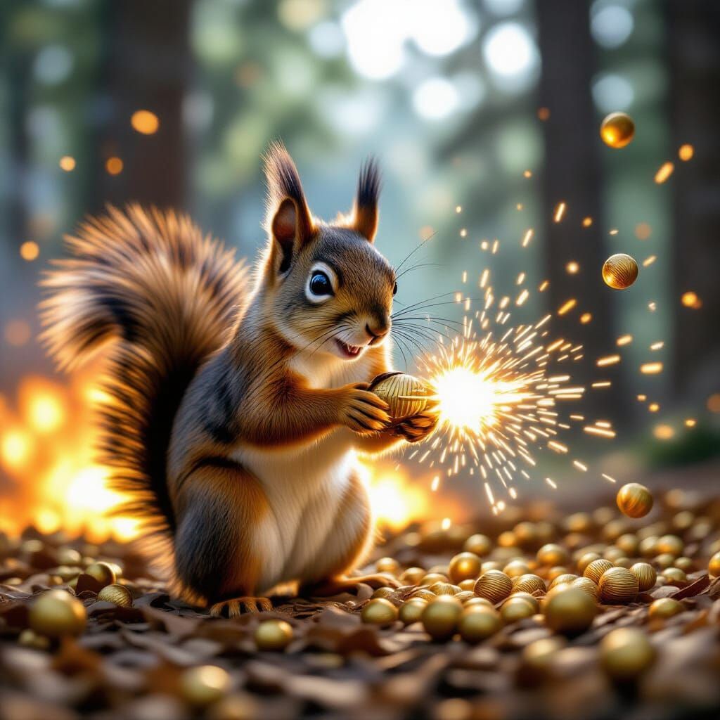 Squirrel's Epic Acorn Heist: Cinematic Explosion