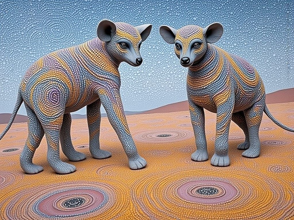 Surrealist Skinny Elephants in a Dreamlike Desert