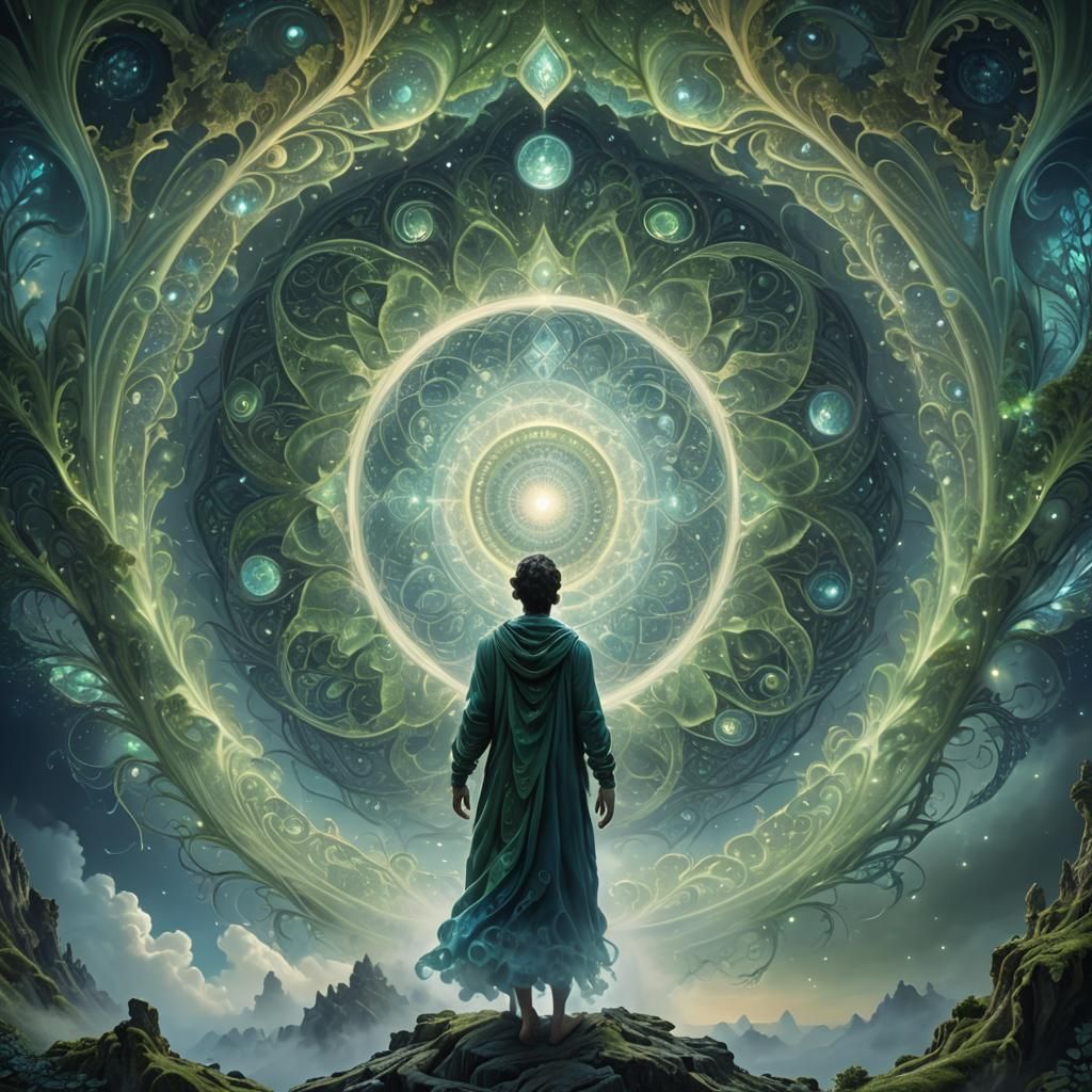 Dreamer in Surreal World with Fractal Gods Eyes