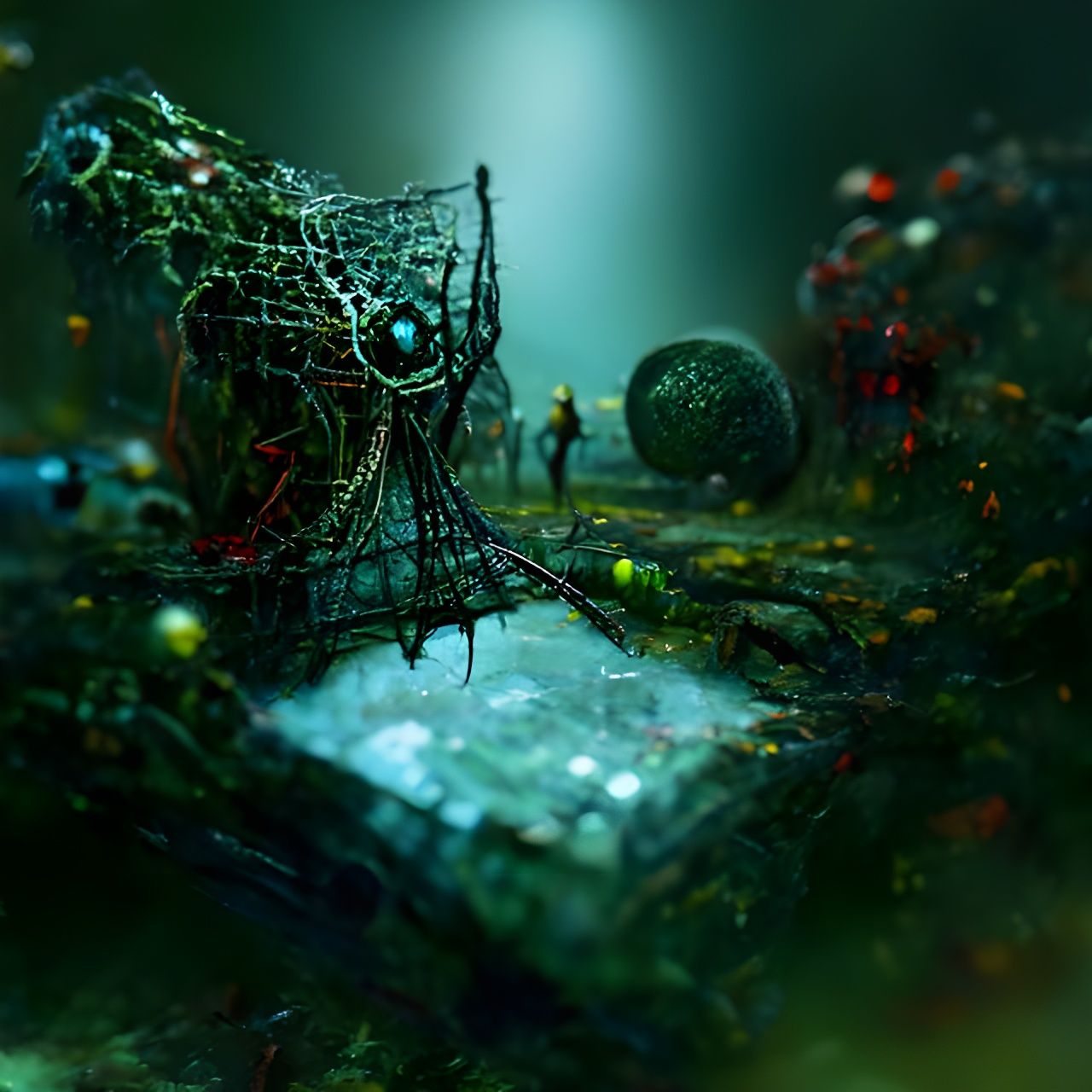 Surreal Ruins in Net: a Hyperrealistic Digital Painting