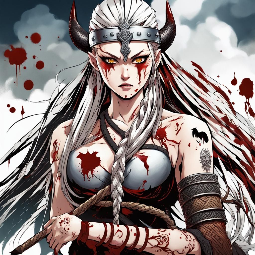 Anime Viking Queen Warrior with Dragon Wings