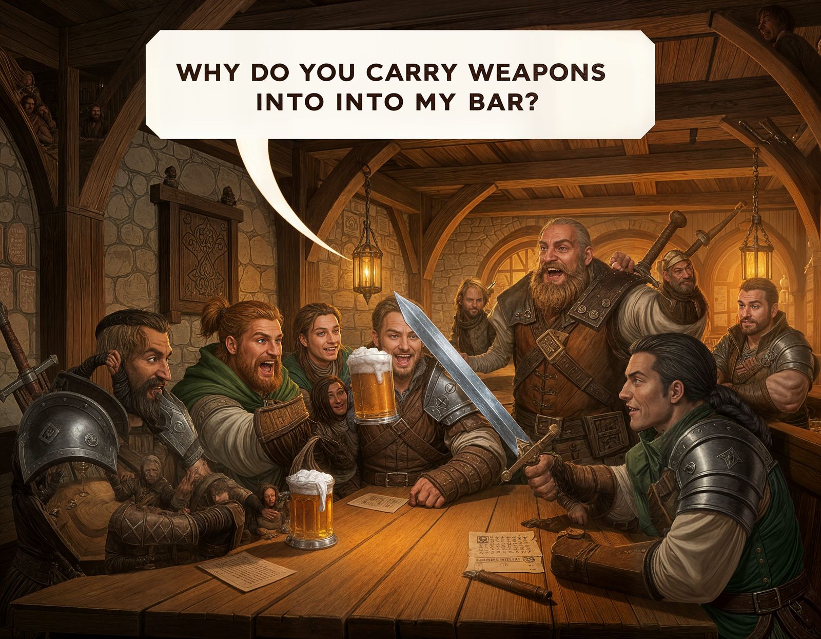 Adventurers in Tavern Joke About Mimics