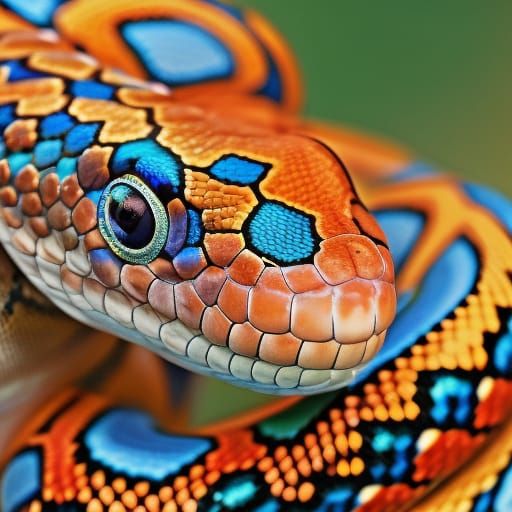 Colorful Snake in Sharp Focus, Professional Photography