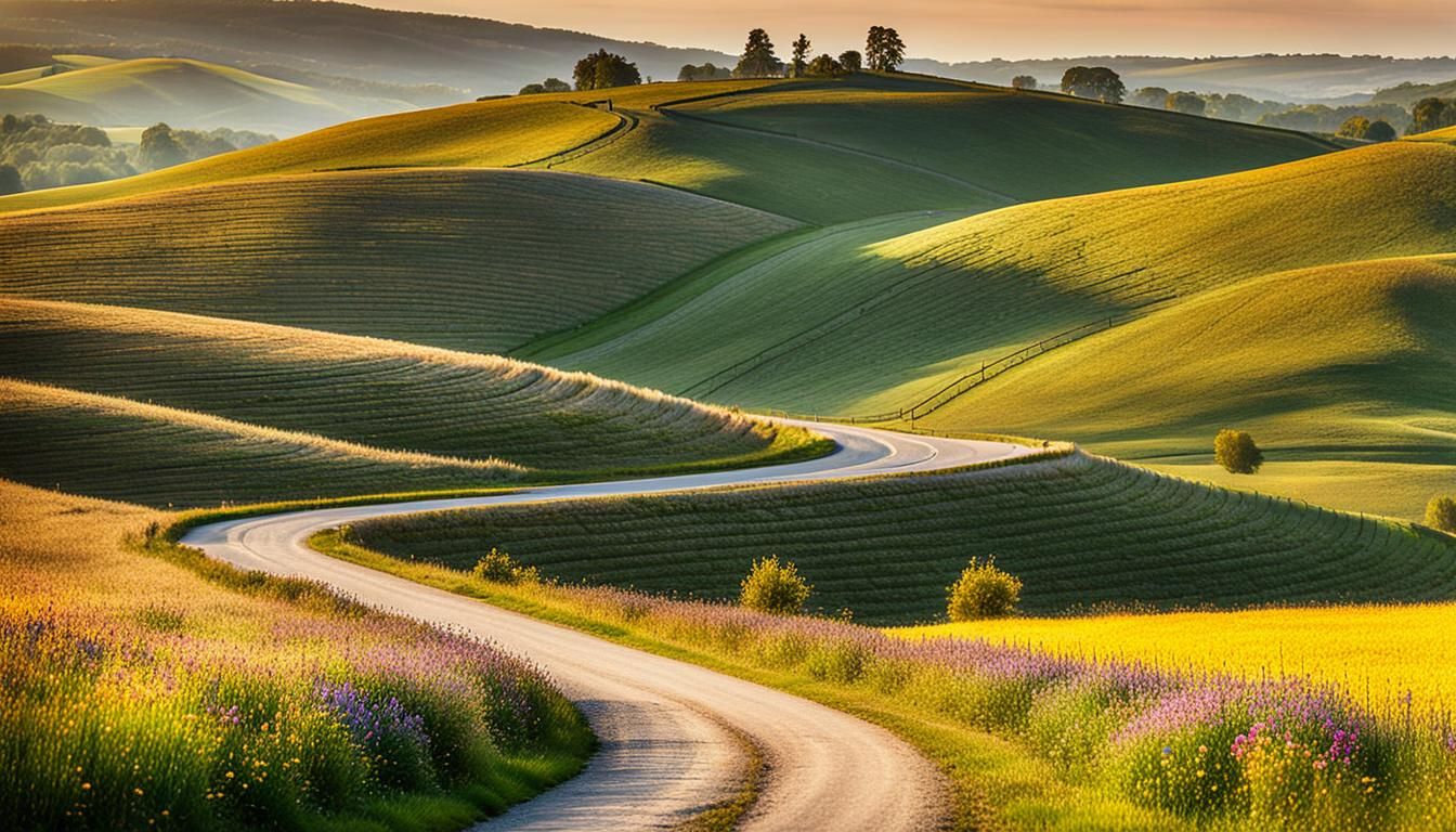 French Impressionist Landscape with Winding Road