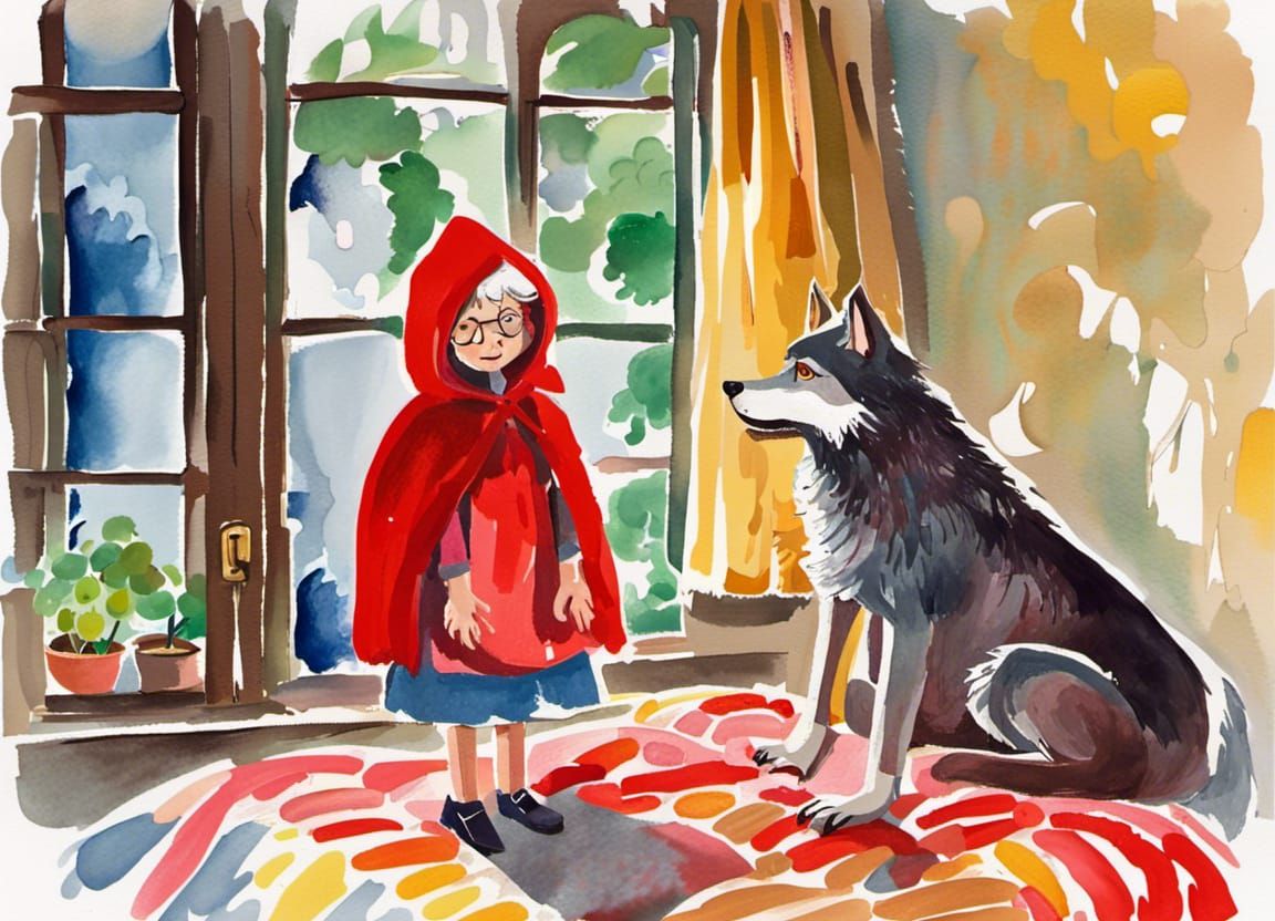 Little Red Riding Hood Gouache Illustration