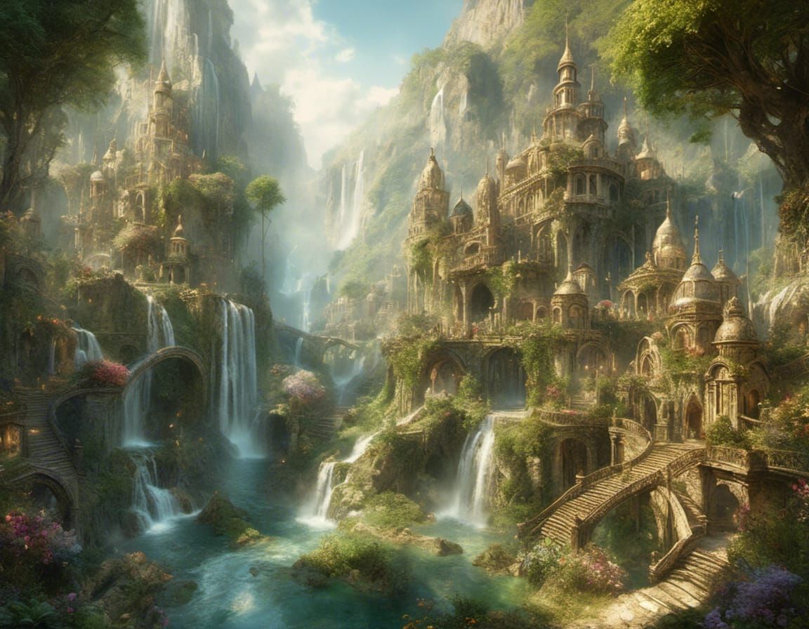 Magical Fairy Town in Lush Fantasy Jungle