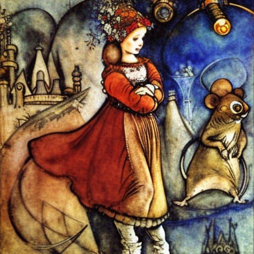 Steampunk Mouse in Winter Fairycore Fantasy