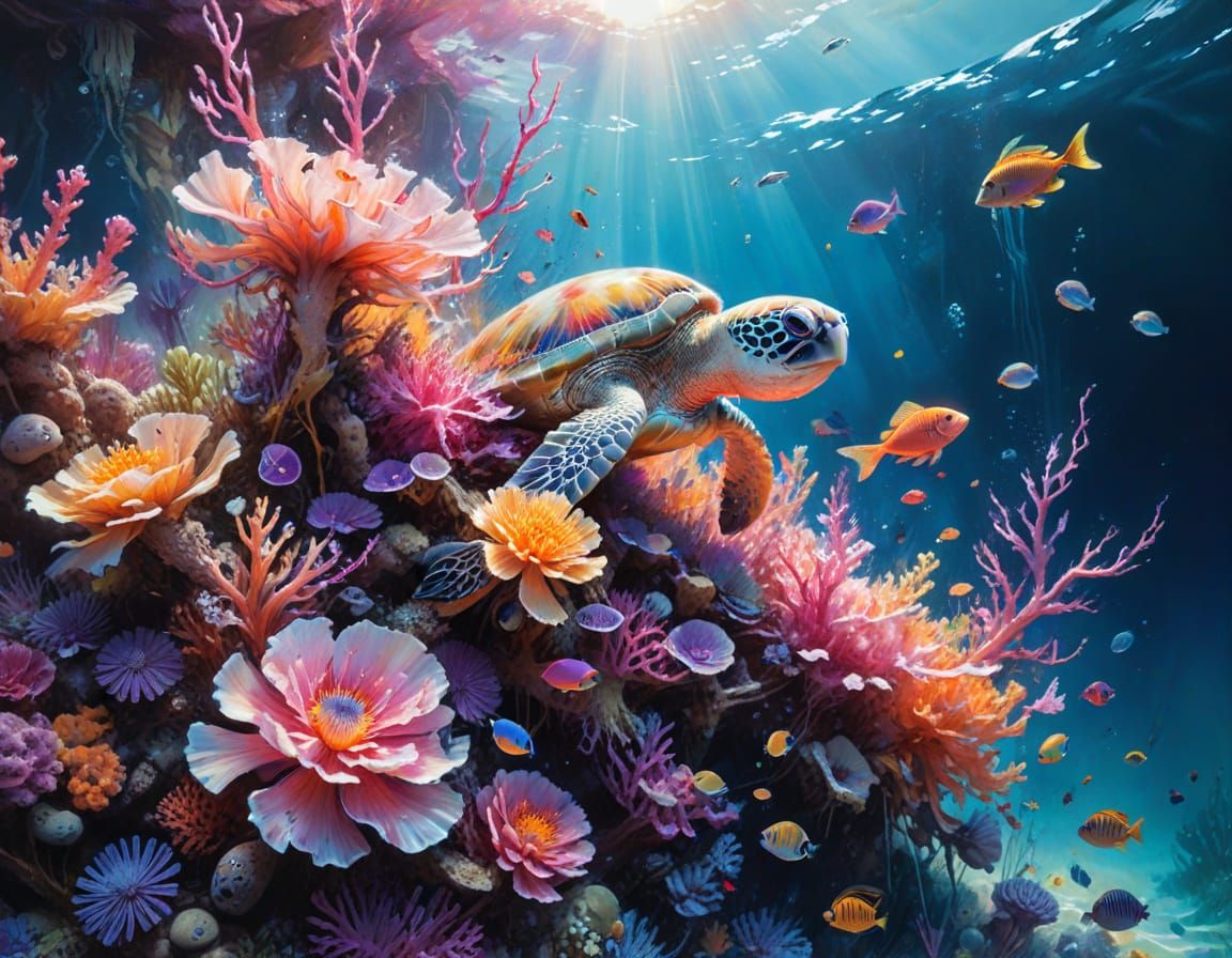Underwater Coral Reef: Hyperrealistic Marine Life