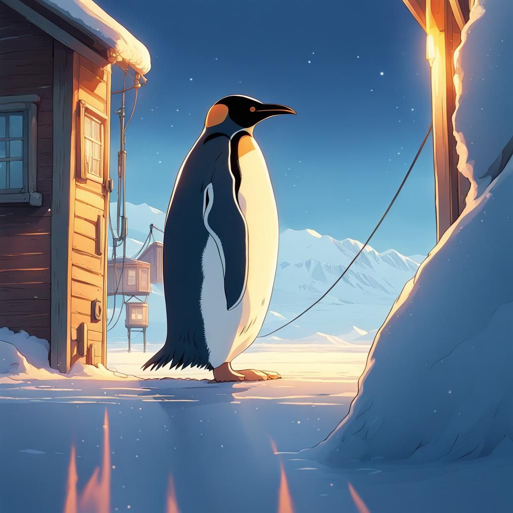 Penguin in South Pole: Studio Ghibli Anime Visual