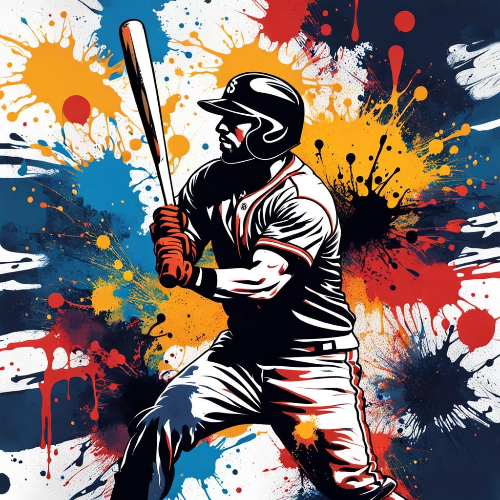 "Ink splash art, baseball player