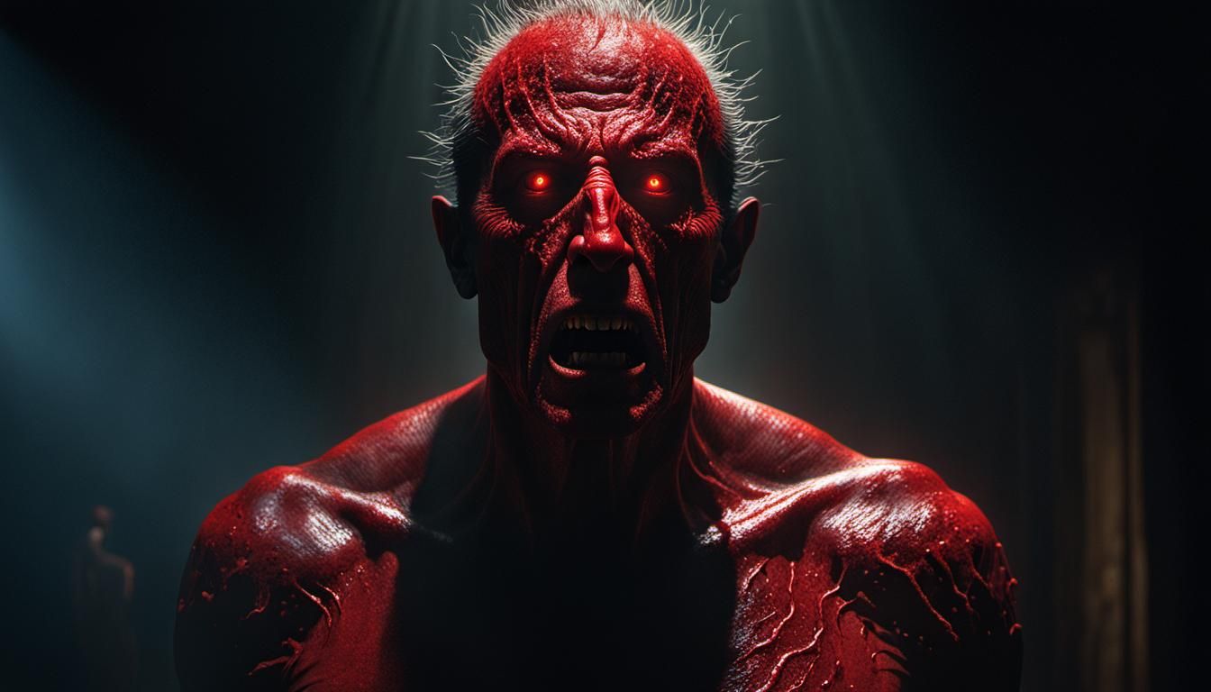 Tormented Man Portrait with Shadow in Grotesque Style