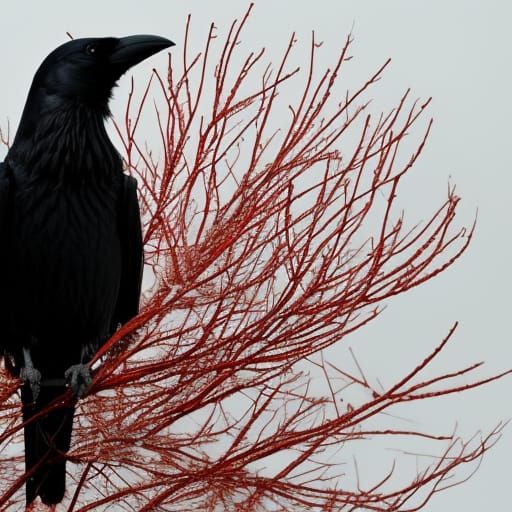 Winter Crow with Bloody Feathers