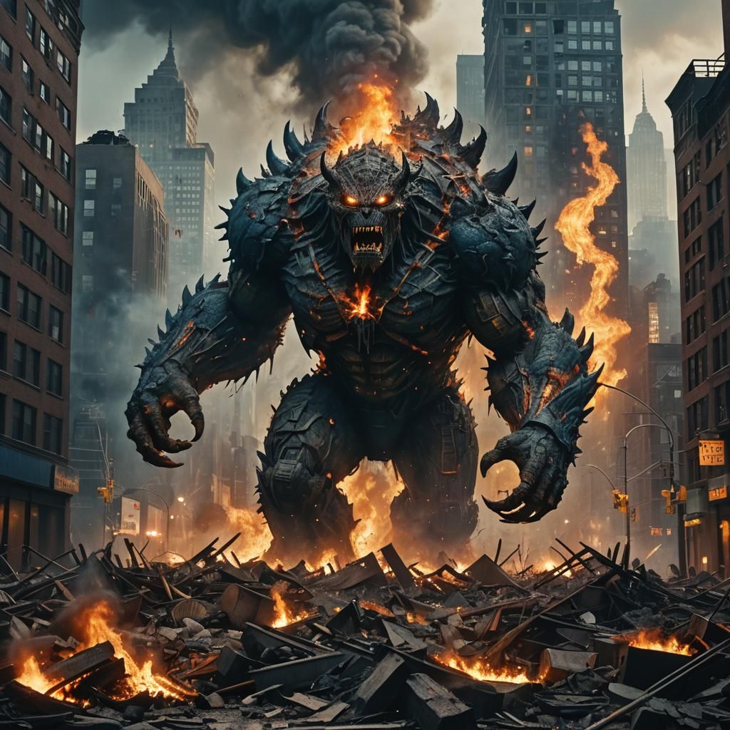 Monster Attacks New York City in Film Still