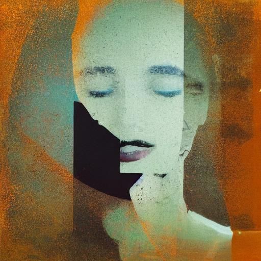 Double exposure, slim figure of a girl against the backgroun...