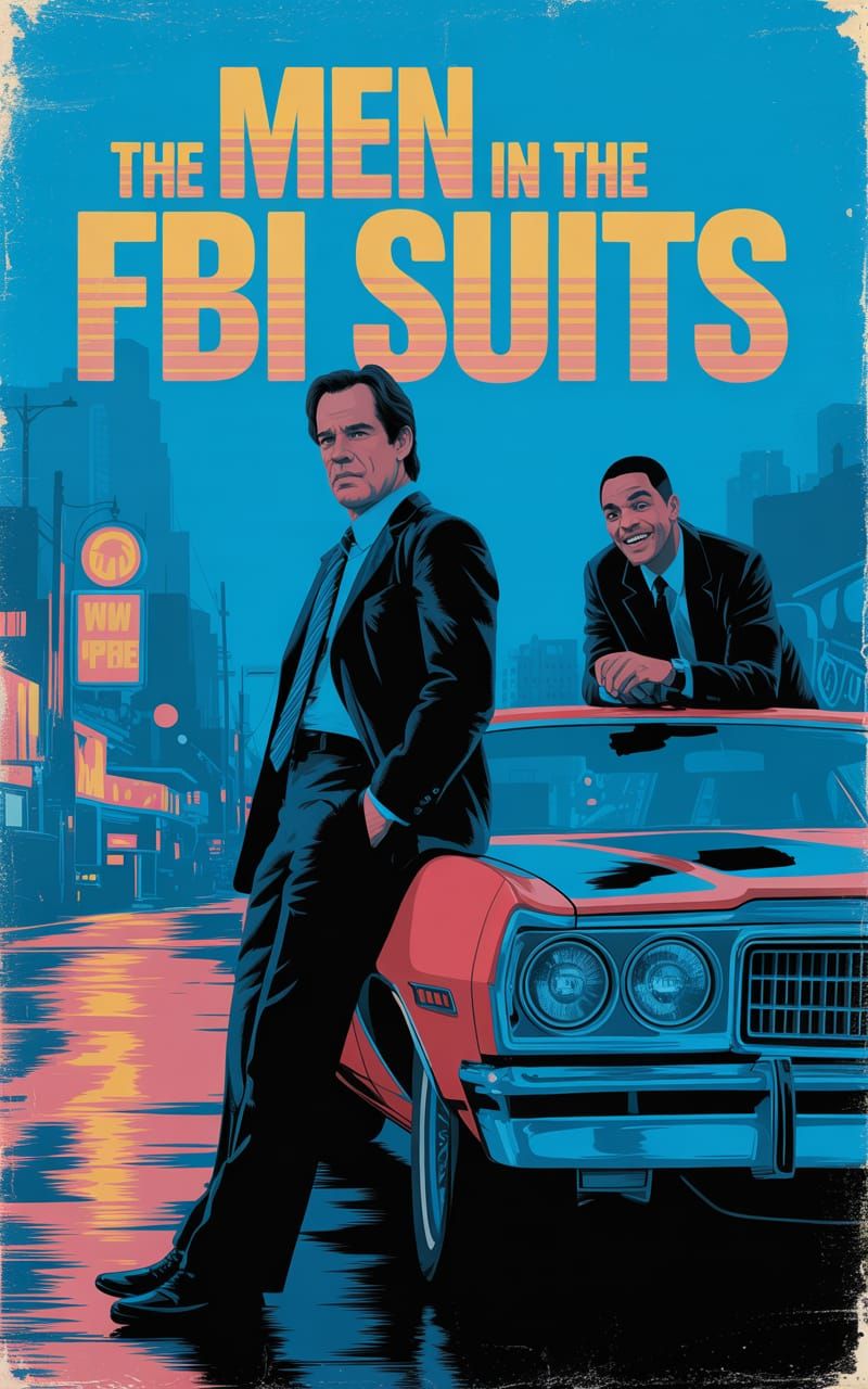 Action comedy movie poster, movie poster, Tommy Lee Jones and Will Smith in "The Men in the FBI Suits, movie poster grap...