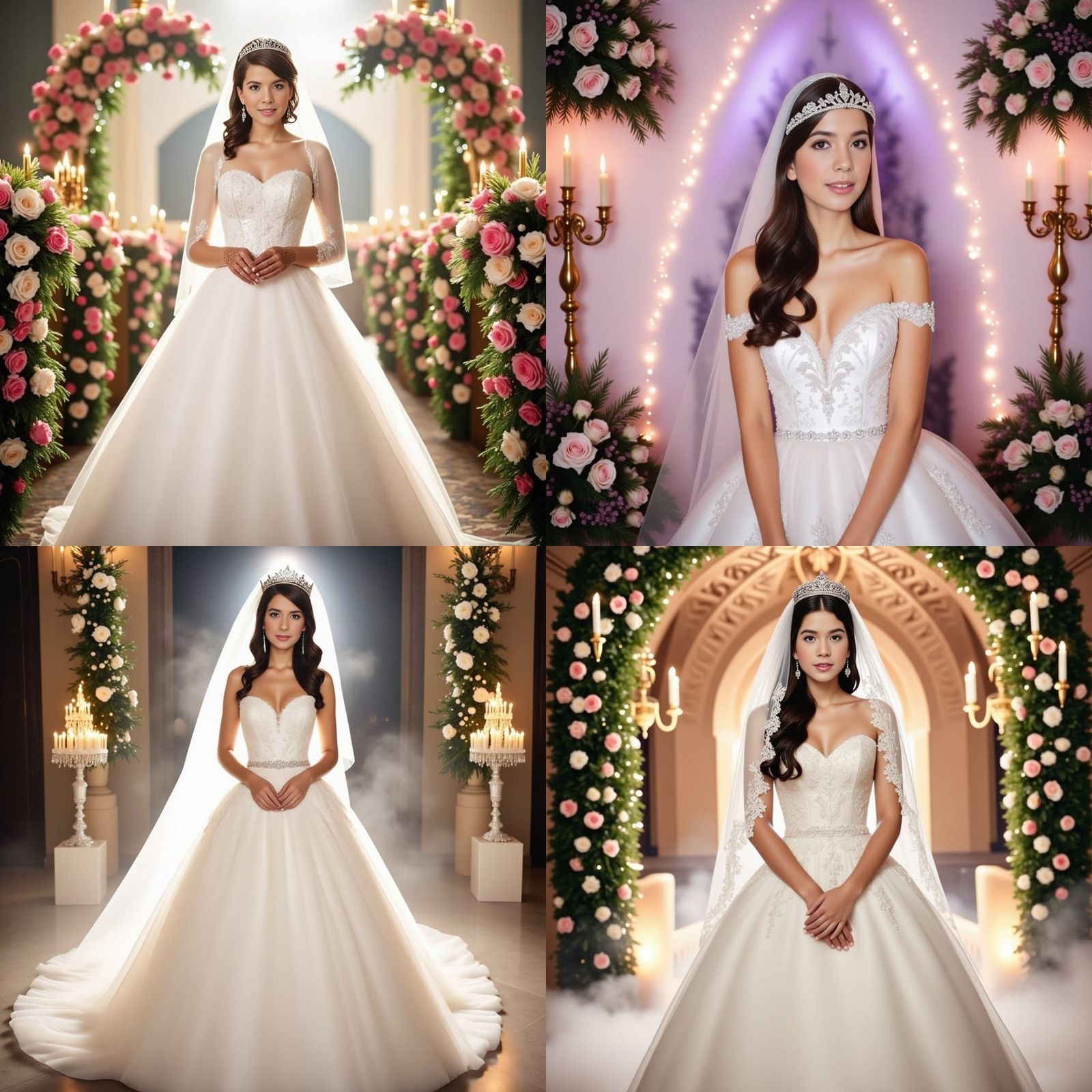 Ethereal Bride in Sequined Gown with Twinkling Lights