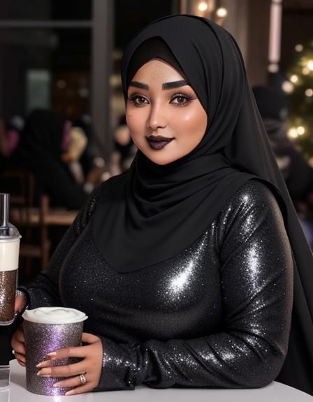 Detailed Portrait of Woman in Hijab at Night