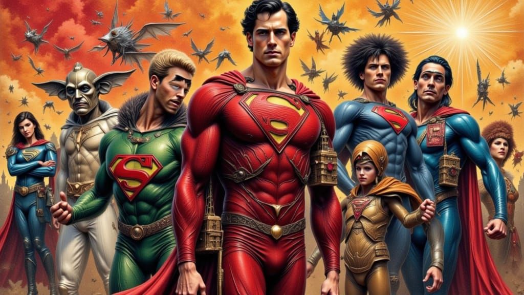 Superman Symbol in Thick Brushstroke Christmas Style