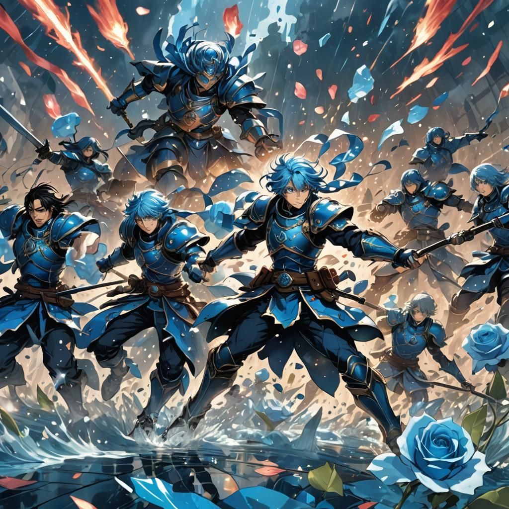 Azure Blue Rose War in Manga Style
