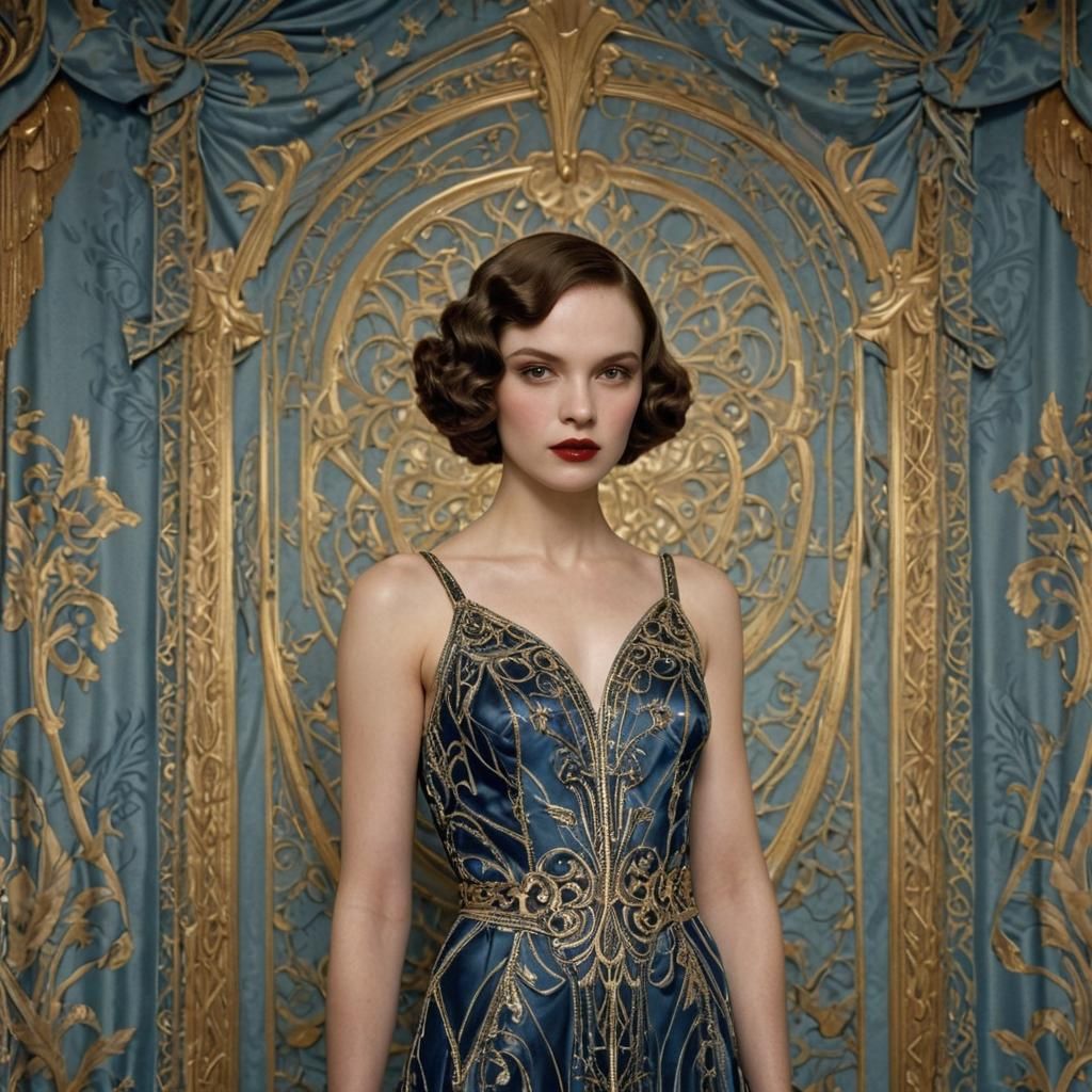 Art Deco Vampire Portrait in Tamara de Lempicka Style