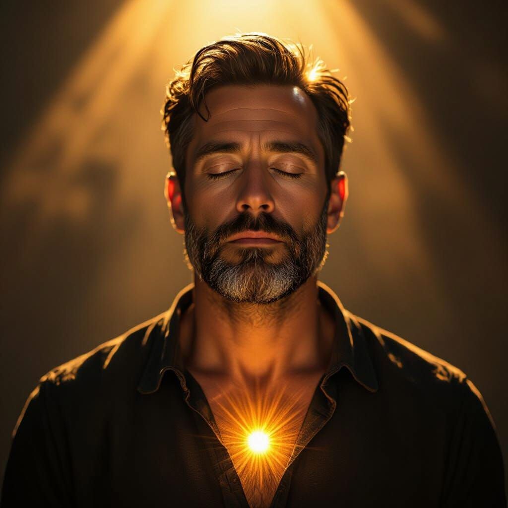 Man Meditating in Warm Golden Light