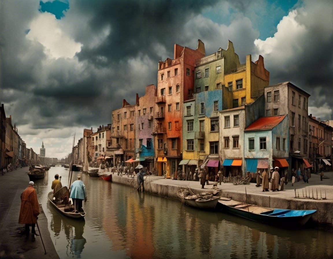 Polychromatic Cityscape: Abstract Blending in Hyperrealism