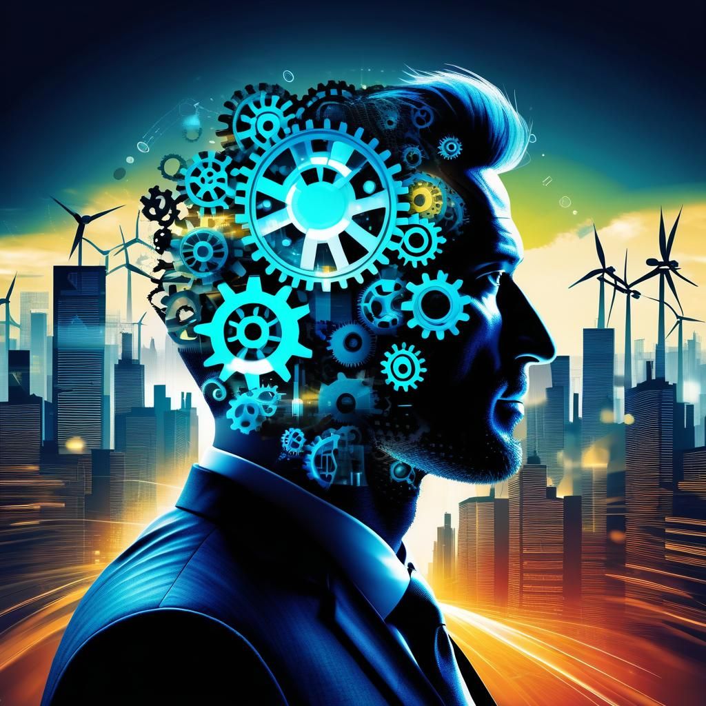 Innovation Concept: Illuminated Mind in Modern Cityscape