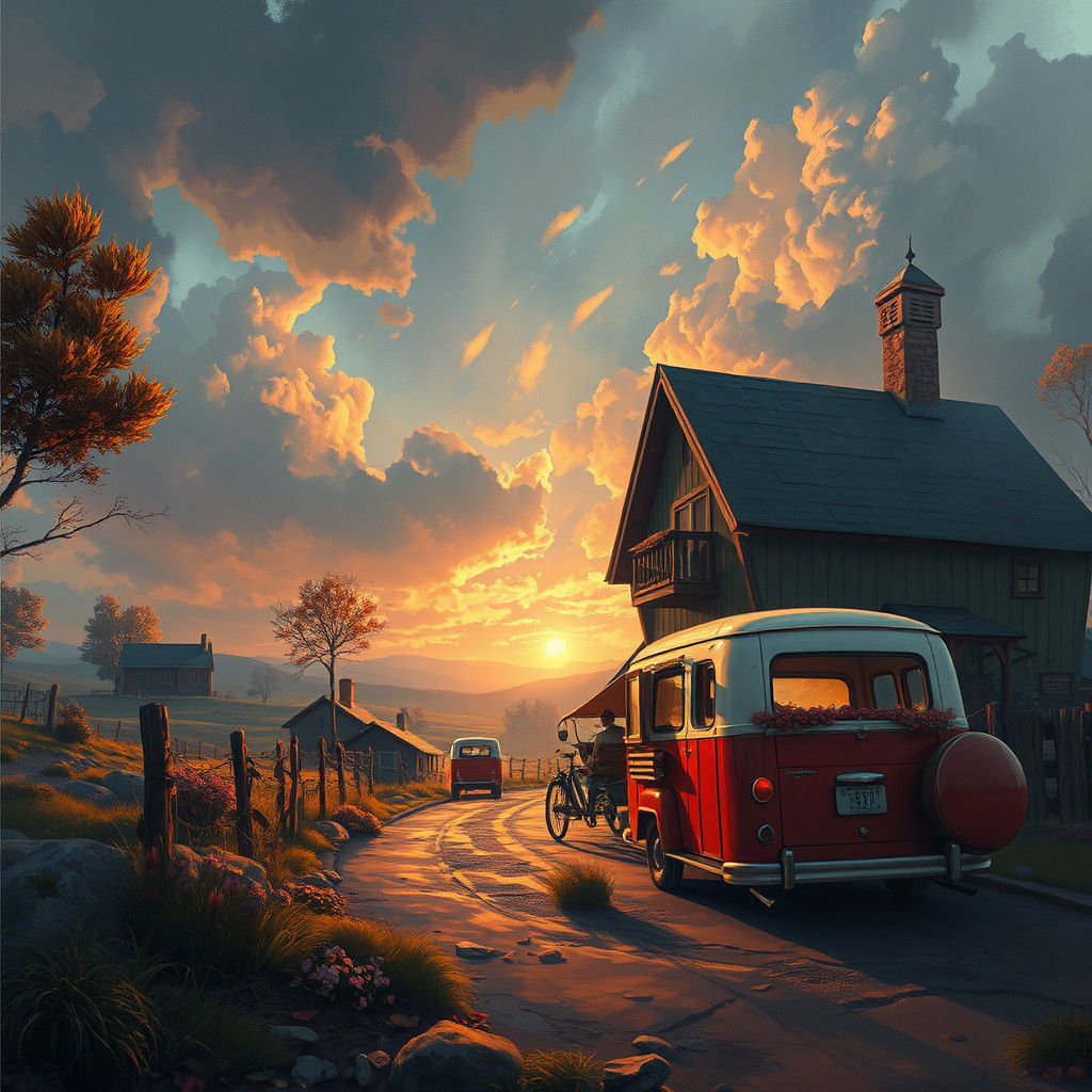 Romantic Oil Painting with Textured 3D Game Aesthetic