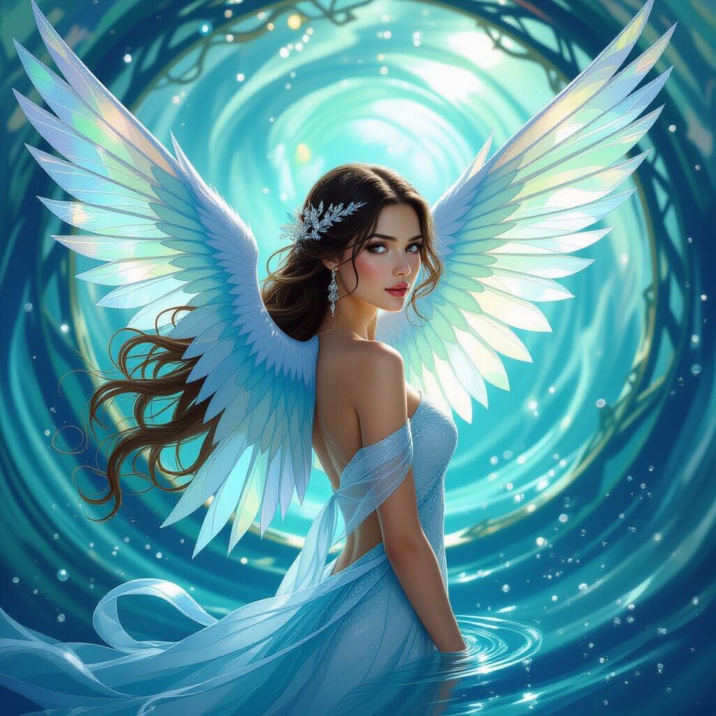 Water Element Woman With Flowing Water Wings