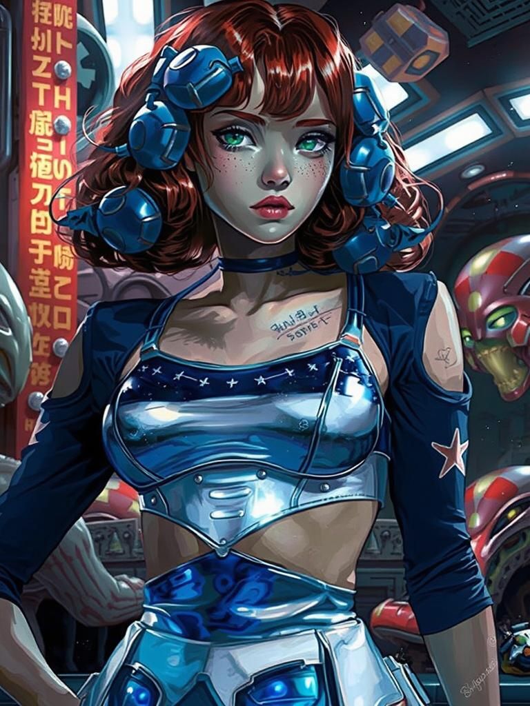 Sci-Fi Redhead in Alien Space Bar
