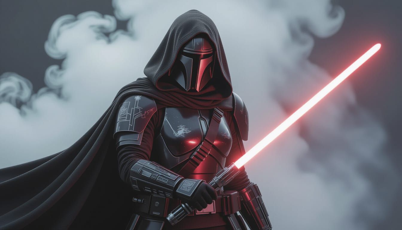 Female Darth Revan in Mandalorian Armor