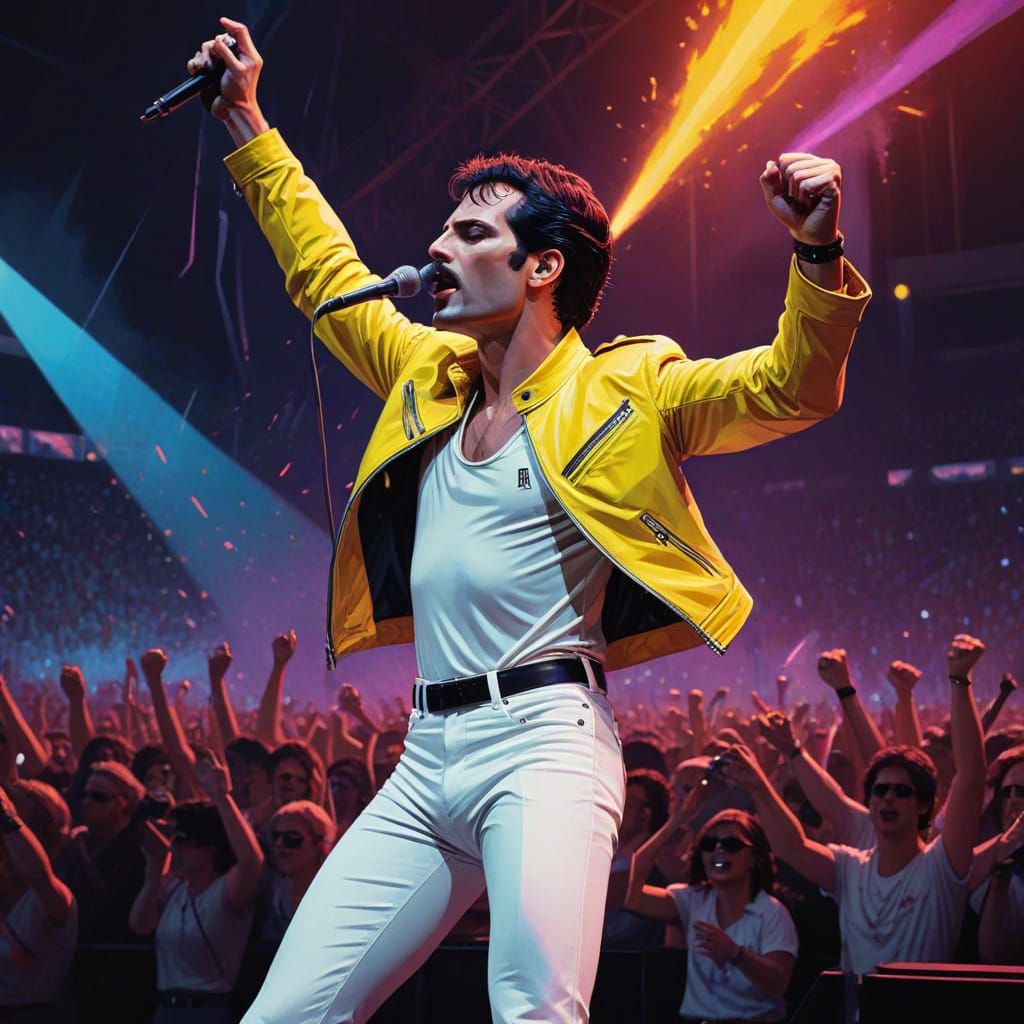 Rockstar Freddie Mercury Shines on Stage