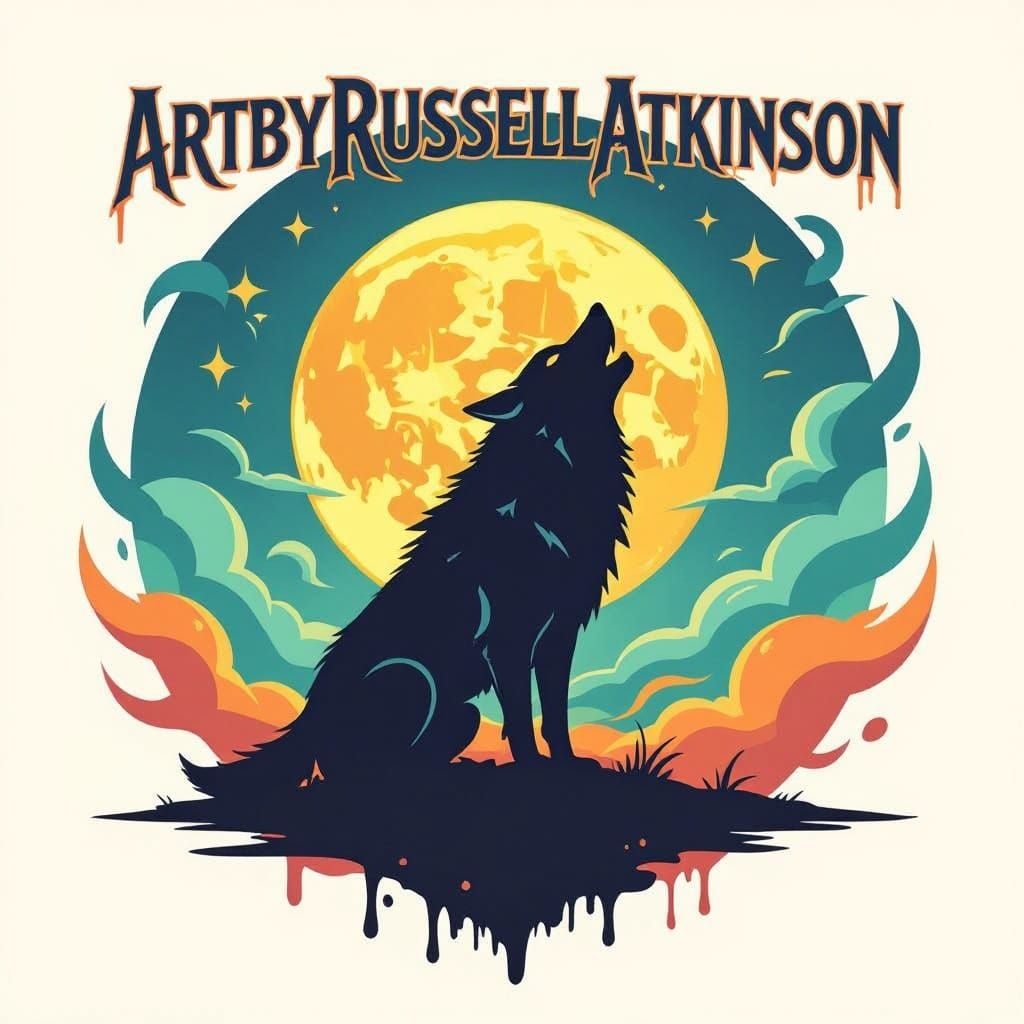 Cyberpunk Wolf Logo in Vibrant Gradient Colors