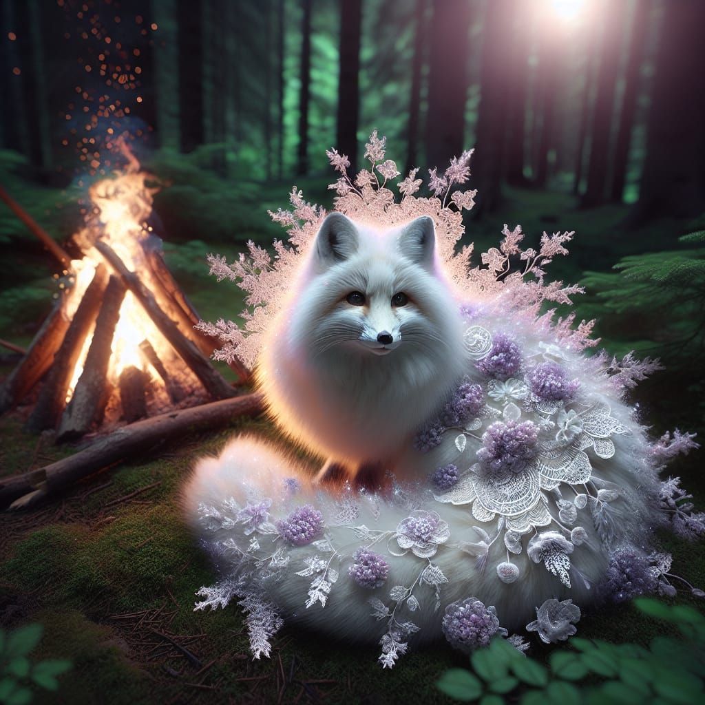 Ethereal Fox in Enchanted Forest Glade