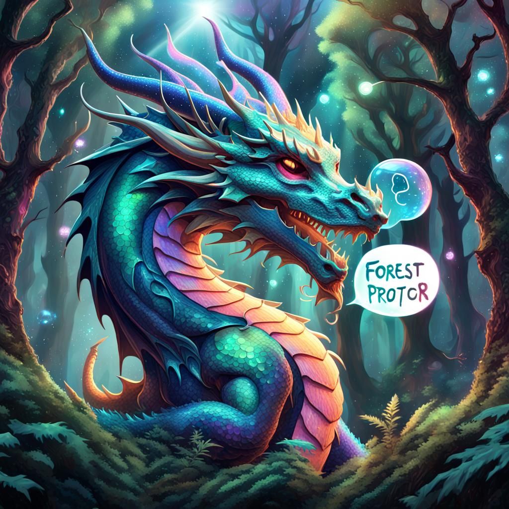 Cosmic Forest Protector Dragon in Astral Style