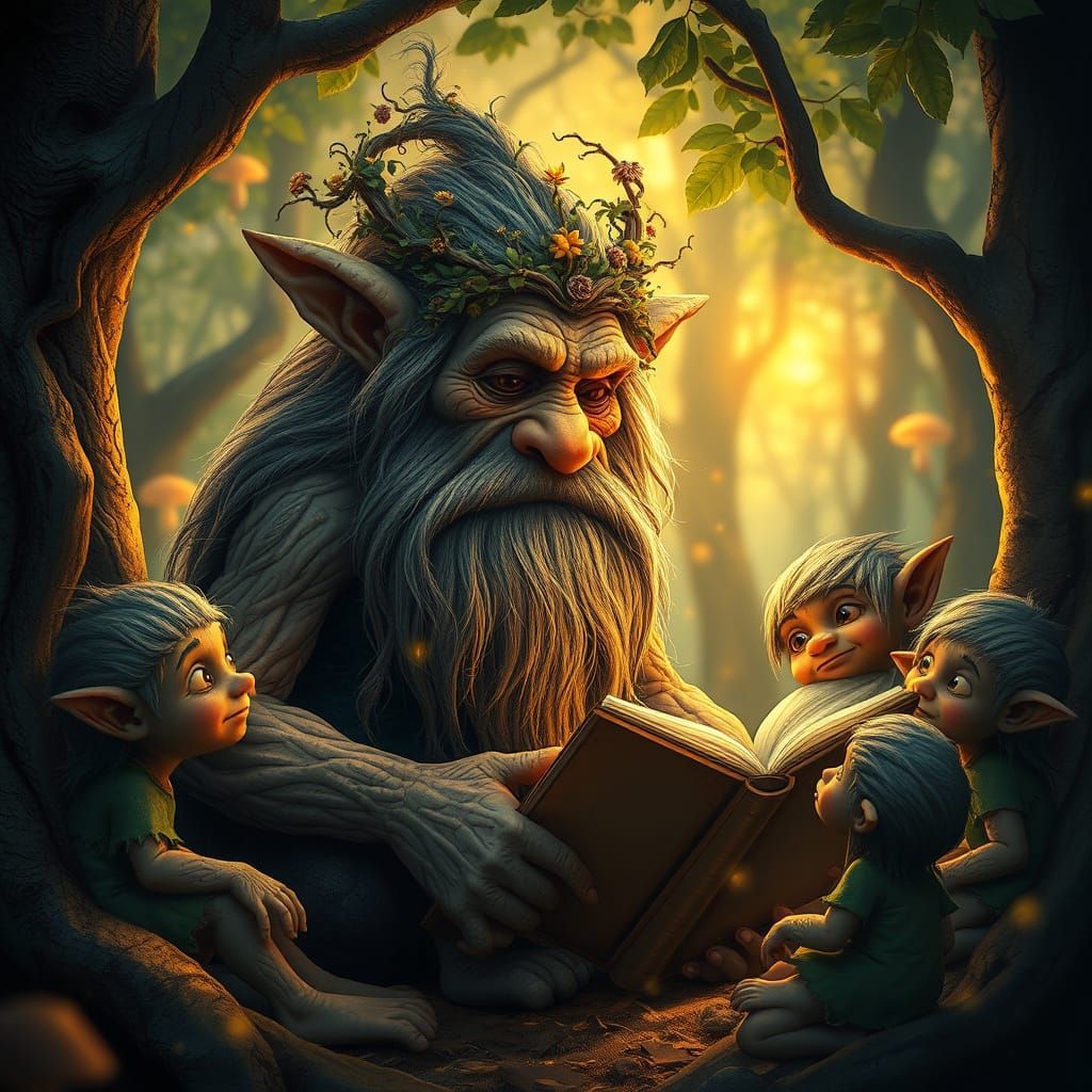 Wise Old Troll Tales in Magical Forest