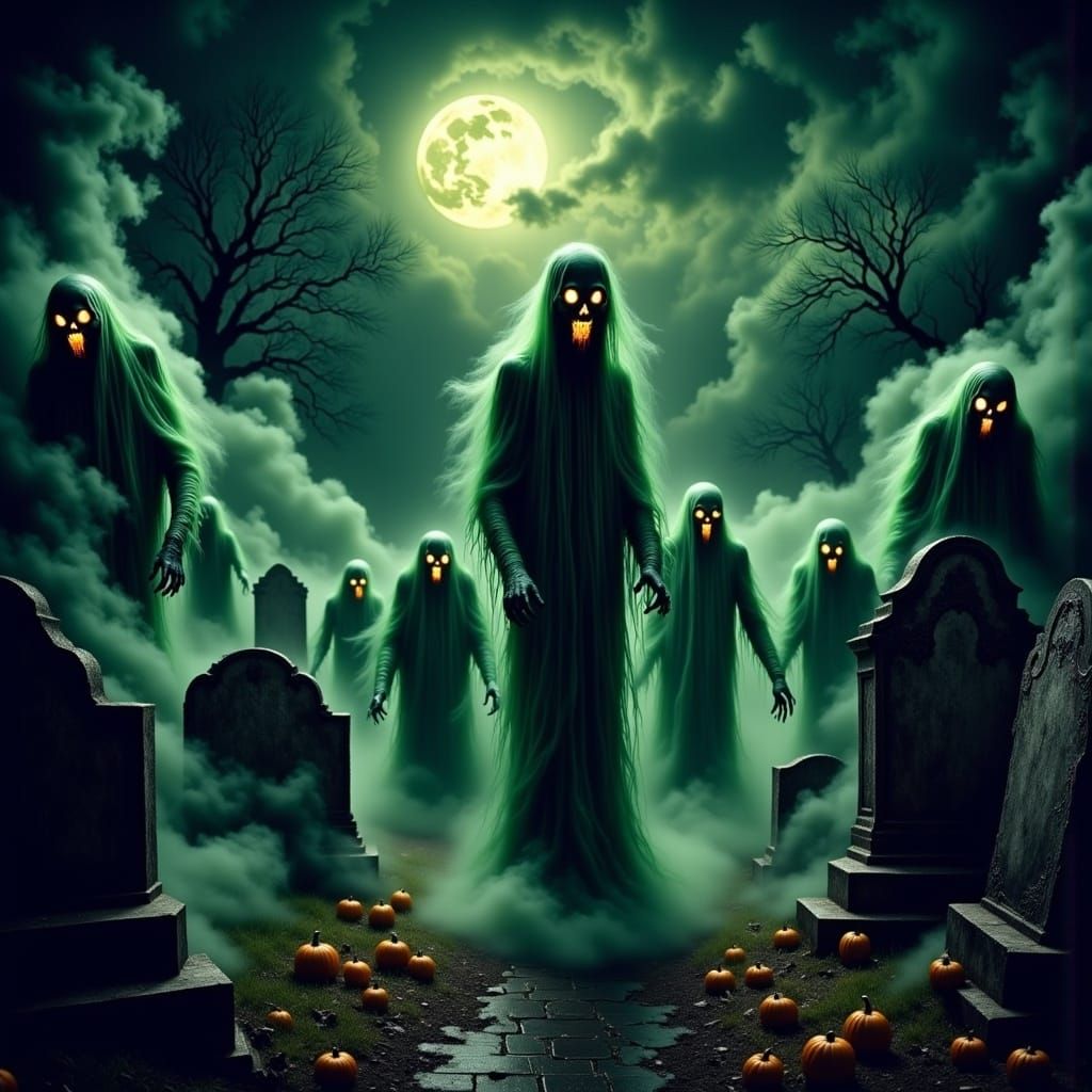 Creepy Graveyard Scene with Zombies in Gothic Style