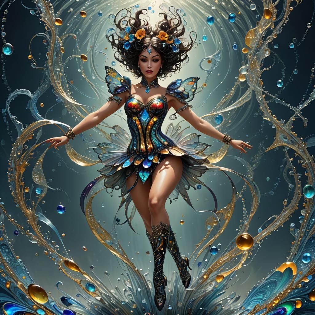 Brunette Pixie Dancer with Dichroic Connectome