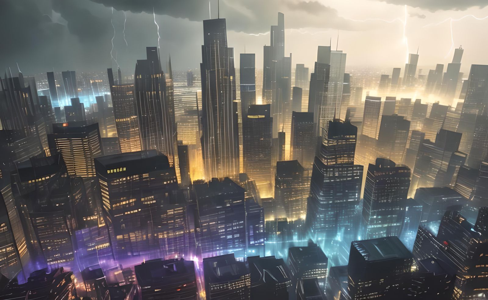 Minneapolis Lightning Storm Graffiti Cityscape