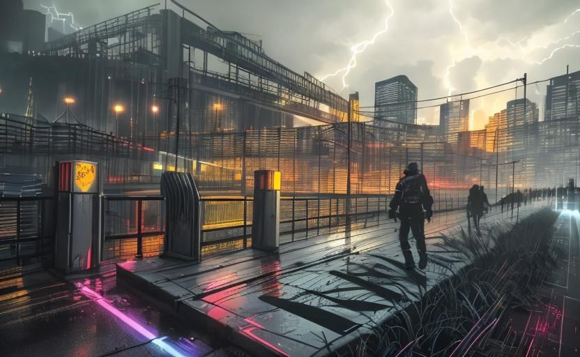 Minneapolis Graffiti Artist Amidst Lightning Storm