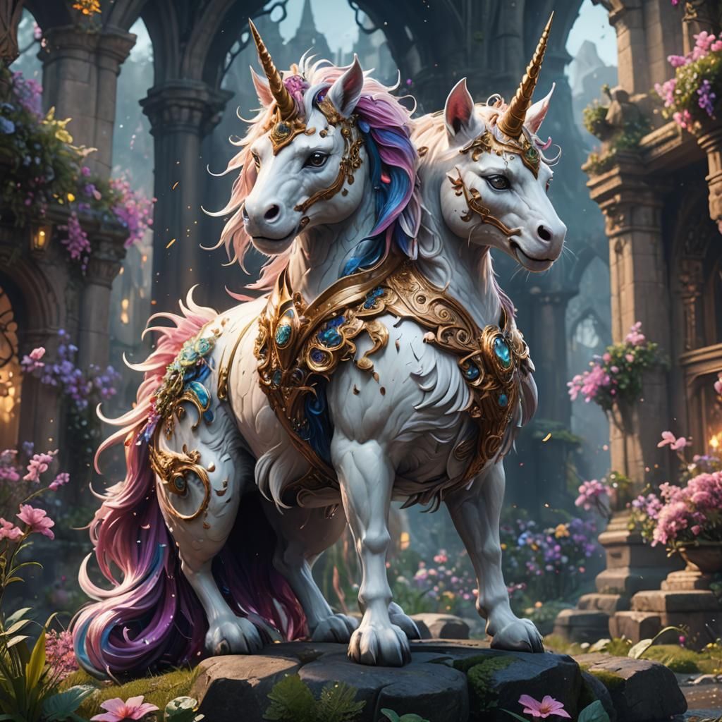 Fantastical Unicorn Cat in Detailed Matte Painting
