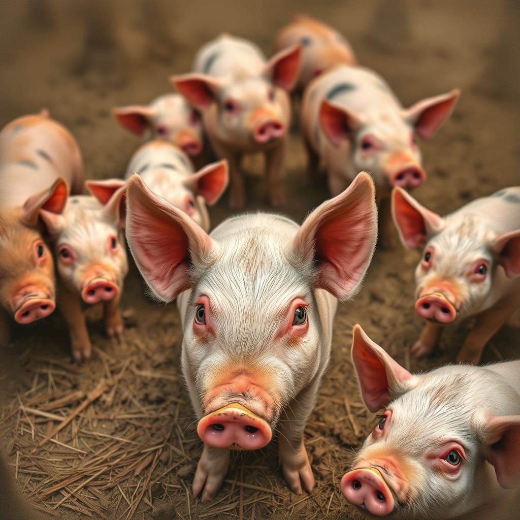 Vibrant Pig Portrait in a Bold Artistic Style