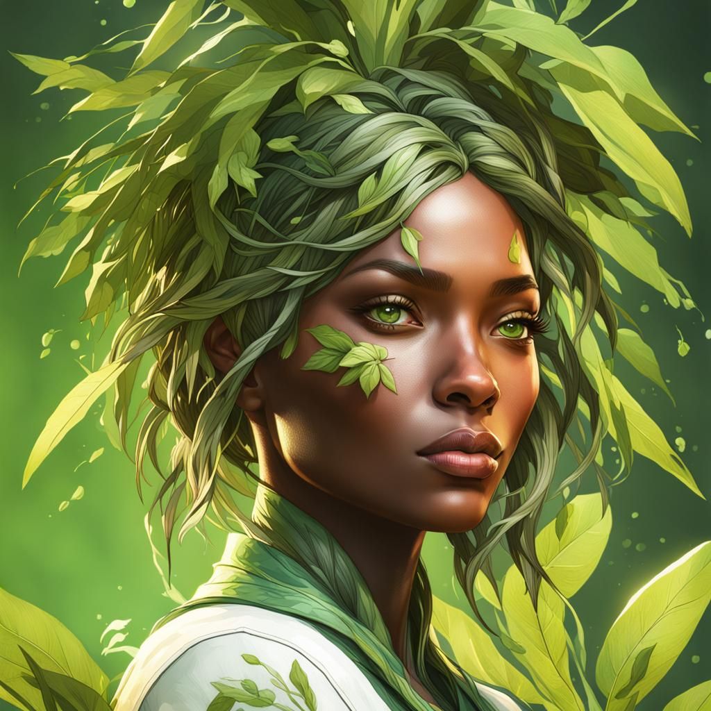 Detailed Portrait of Willow Raye in Art Nouveau Style