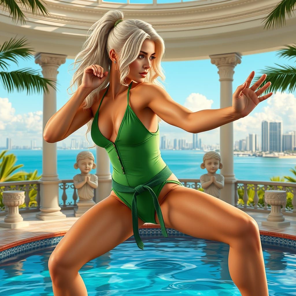 Miami Karate Goddess in Detailed Matte Painting