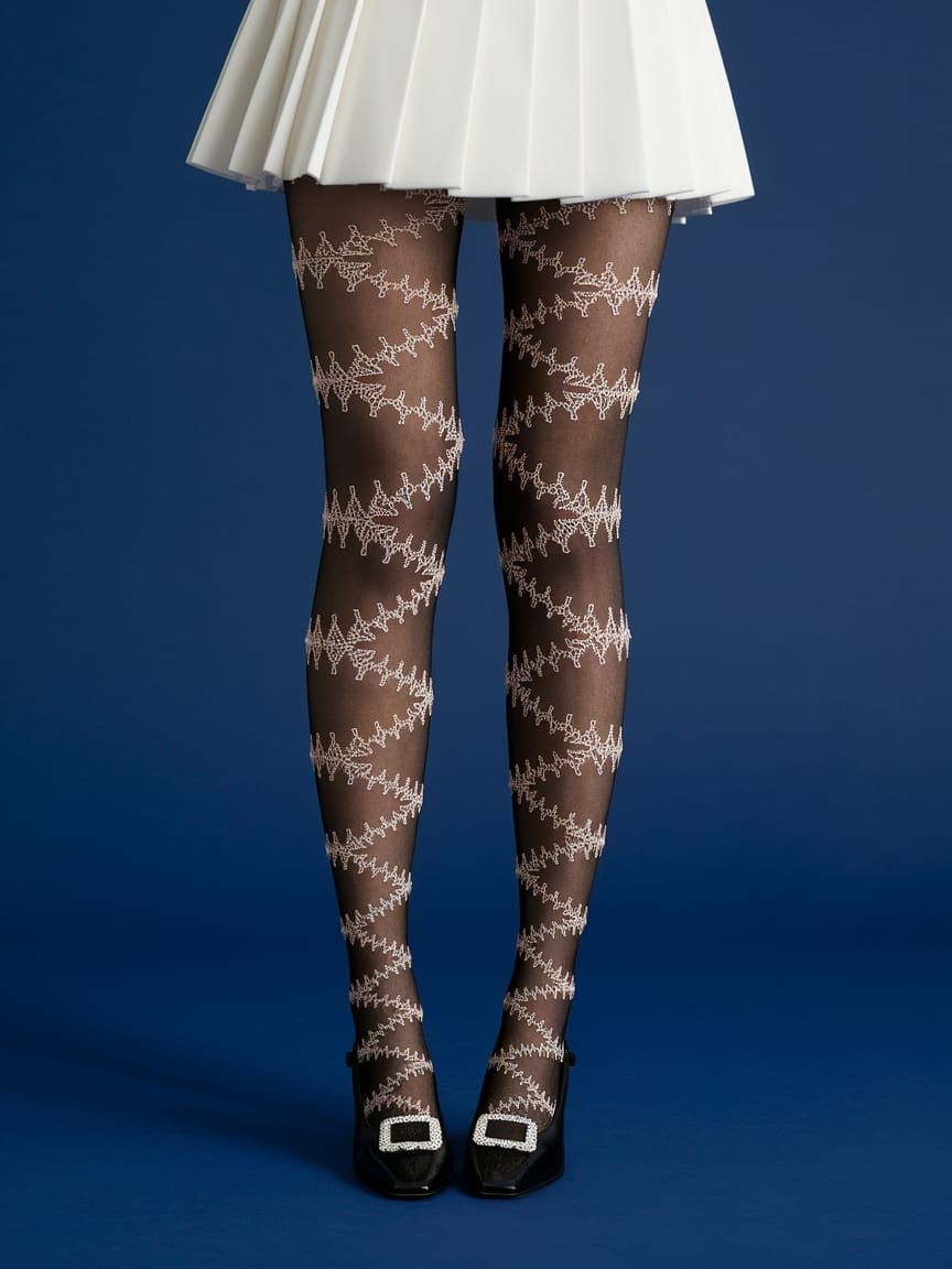 Graceful Legs in Intricate Fractal Lace Stockings