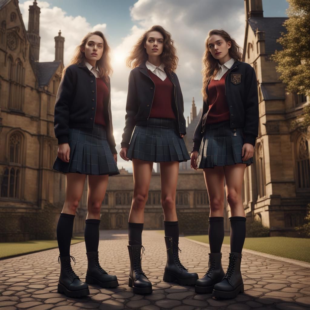 Female Students at Oxford in Detailed Matte Painting