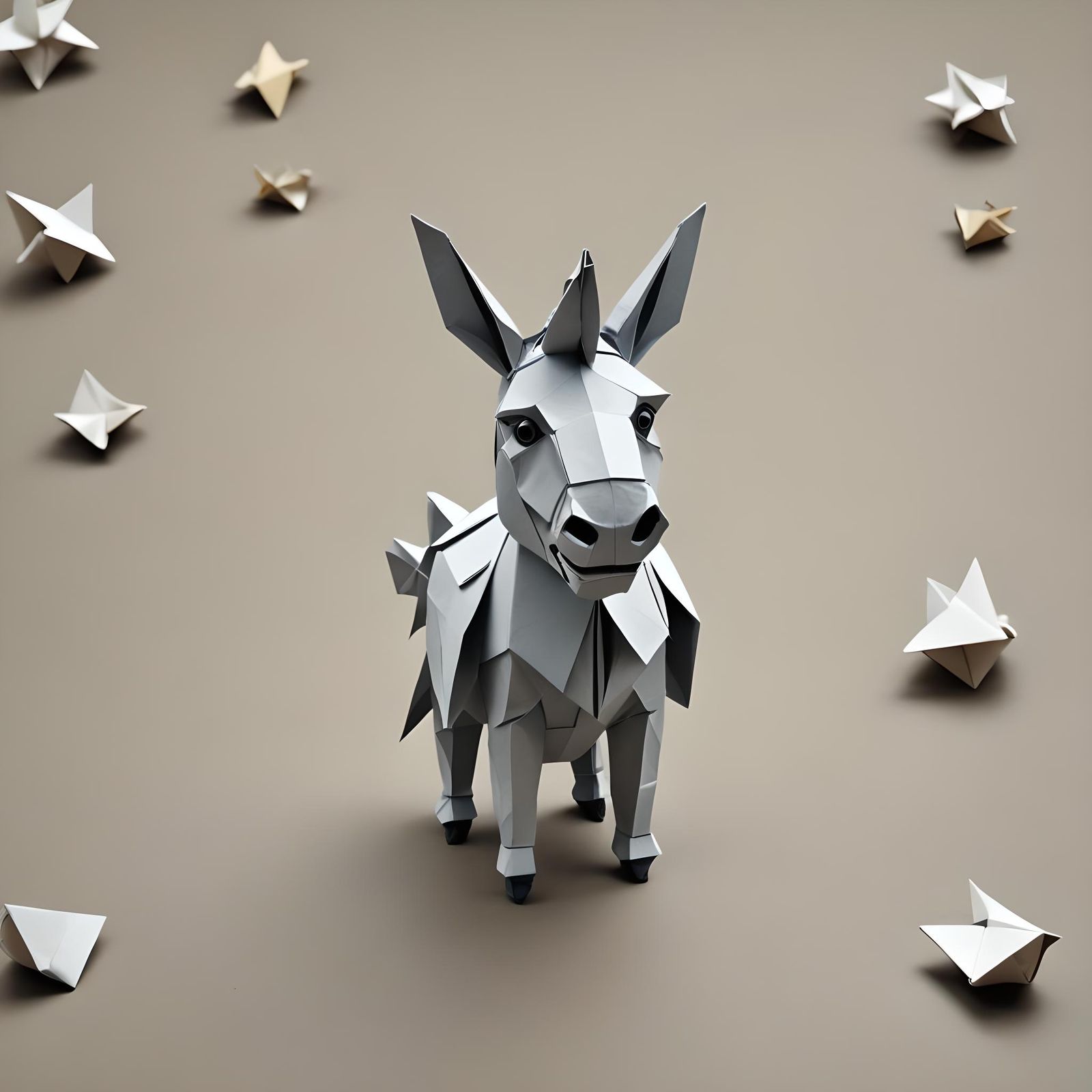 Funny Donkey in Origami Papercraft Style