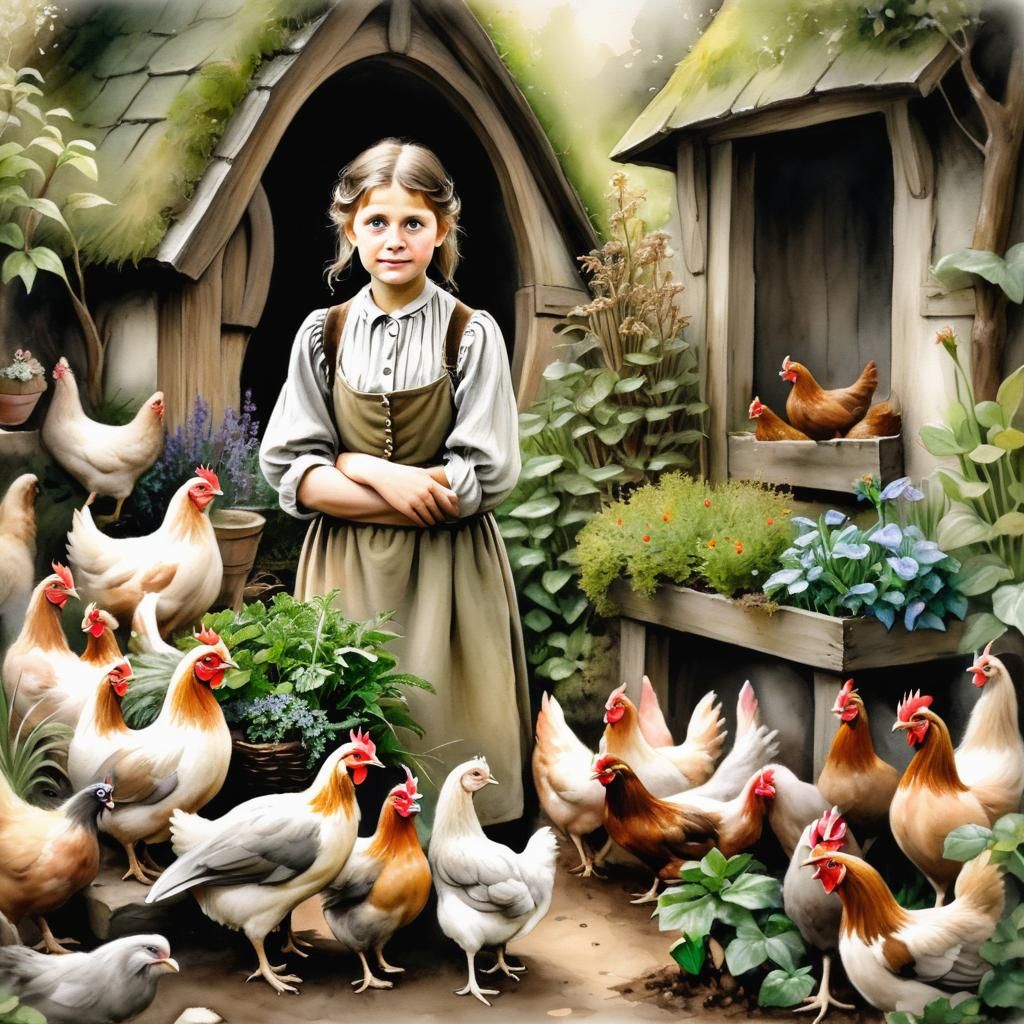 Hobbit Homemaker in Whimsical Cottage Garden